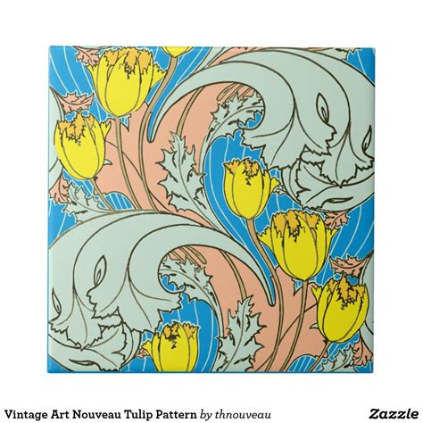 Vintage Art Nouveau Tulip Pattern Ceramic Tile Zazzle Vintage Art