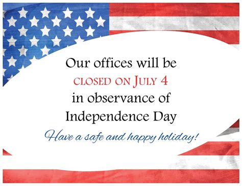Please Note Municipal Offices Closed For July 4th Holiday