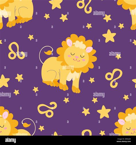 Cute Signs Zodiac Pattern With Leo Hand Drawn Trendy Vector