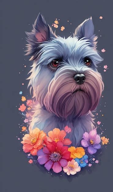 Uma ilustração detalhada de um cachorro schnauzer com rosto para design