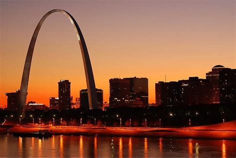 St Louis Downtown At Dusk Gateway Arch Mississippi Riverfront St