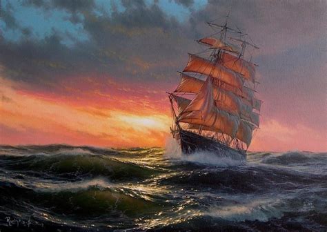 Wavy Sea By Marek Ruzyk Oil Paintings Art