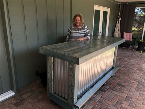 Custom The Blue Beach Bar 7 X 45 Wood And Corrugated Metal Outdoor