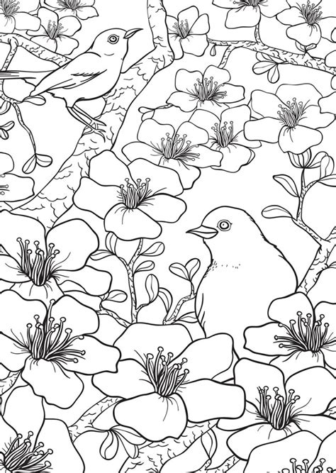 Freebie: Spring Birds and Flowers Coloring Page – Stamping