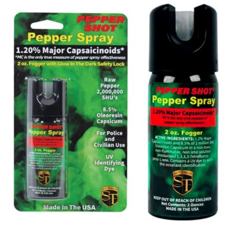 Pepper Shot Pepper Spray 12 Mc 2oz Fogger With Glow In The Dark