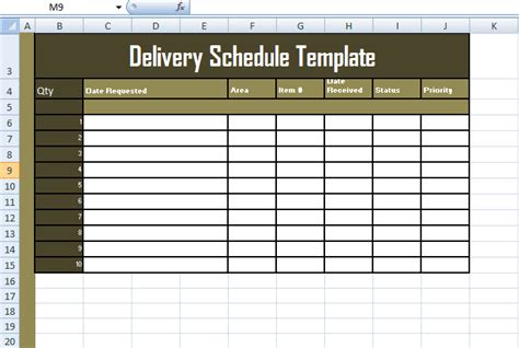 Format Of Delivery Schedule Template In Excel Free Excel Templates