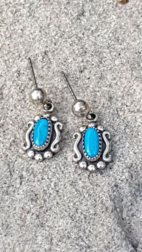 Sterling Turquoise Earringsvintage Navajo Earringssterling Etsy