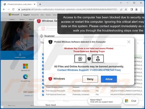 Pirated Windows Software Detected In This Computer Pop Up Scam 2022