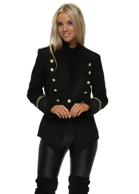 Toggles, eyelet, decorative and retro to name a few they are available in 4 hole, 2 hole and with shank backs. Black Gold Button Military Jacket - Briefly