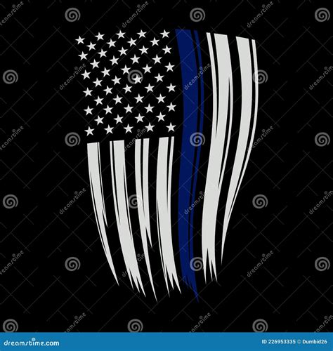 Thin Blue Line American Flag Vector Design Illustration Stock Vector