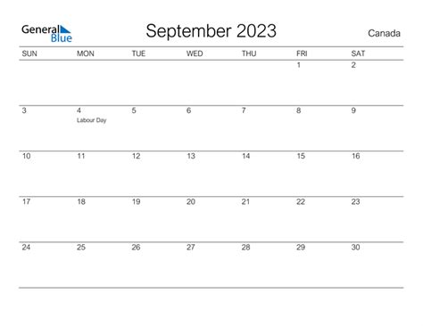 September 2023 Calendar With Canada Holidays