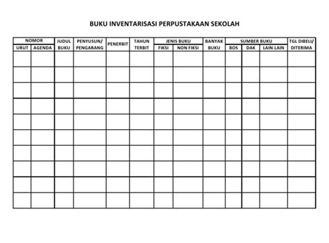 Contoh Nomor Inventaris Buku Perpustakaan Sekolah Rendah Imagesee