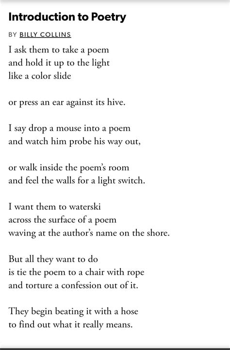 Poem Introduction To Poetry By Billy Collins Rpoetry