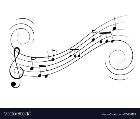 Music Notes Treble Clef Flow On Staff Royalty Free Vector