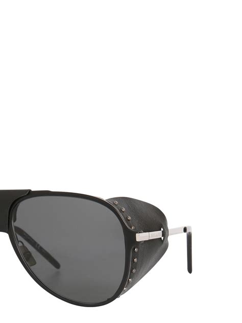 Lyst Saint Laurent Classic 11 Blind Aviator Sunglasses In Black