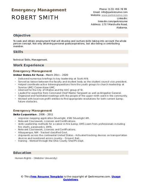 This cover letter was written by resumemycareer's staff of professional resume writers, and demonstrates how a cover letter for a emergency management and public safety professional cover letter sample should properly be created. Emergency Management Resume Samples | QwikResume