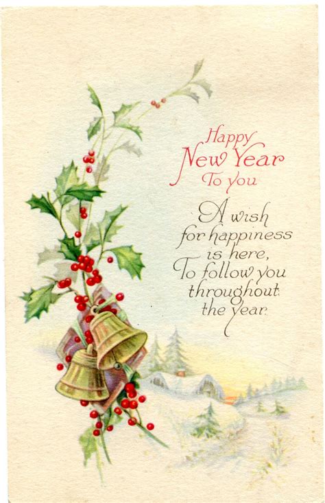 Vintage Happy New Year Postcard Graphic Image Vintage Happy New Year
