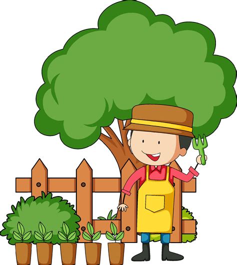 Little Kids Cartoon Character In The Garden 2305475 Vector Art At Vecteezy