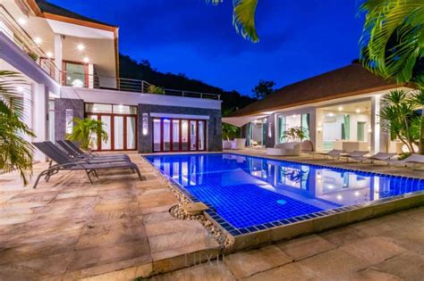 luxury  bedroom pool villa  tropical garden vacation short