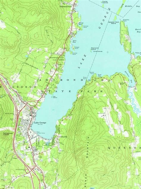 Vintage Map Of Lake George New York 1966 2 Leggings By Bravuramedia