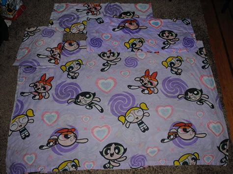 Vintage Powerpuff Girls Twin Flat Bed Sheet Set Window Valances Cartoon Network