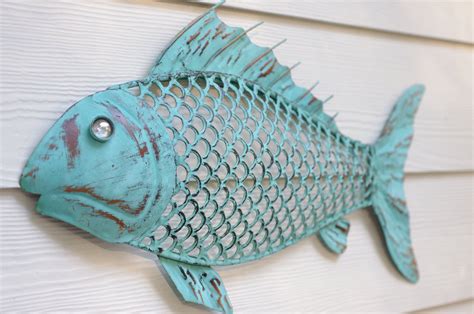 There are various ideas using. Beach Wall Decor Metal Fish Blue Green Patina