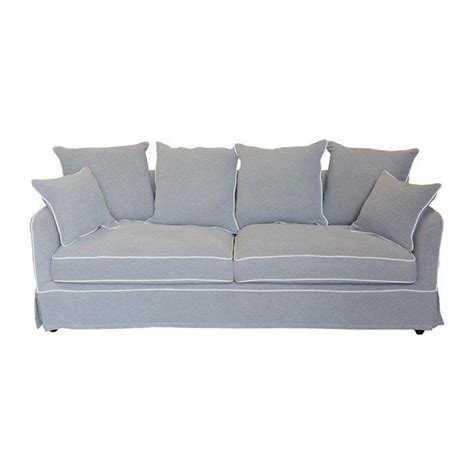 Classic Hamptons Style Sofa In Grey With White Piping Sofa Hamptons