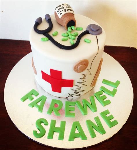 Inspirational farewell cake decorating ideas with going away party cake. Doctor, nurse, hospital, cake www.cupcakeandcookieco.com ...