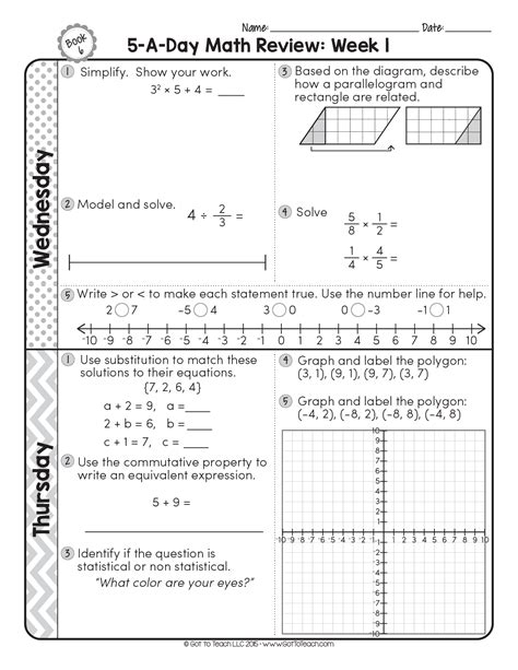 Free 6th Grade Daily Math Spiral Review • Teacher Thrive