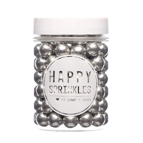 Happy Sprinkles Metallic Silver Medium Edible Choco Sprinkles 90g