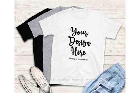 Download Multiple Color T-Shirts Mockup, Gildan 64000 Shirt Mock Up
