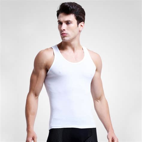 Man S Cotton Solid Seamless Underwear Mens Sleeveless Tank Vest
