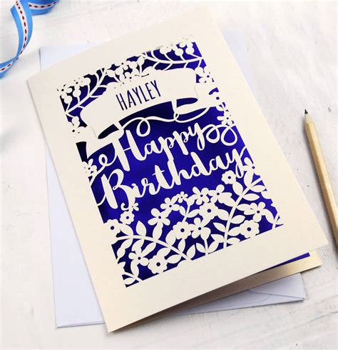 Personalised Papercut Calligraphy Birthday Card By Pogofandango