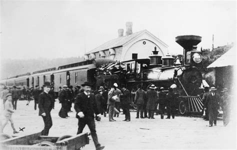 The First Through Train At The Train Station In Port Moody City Of