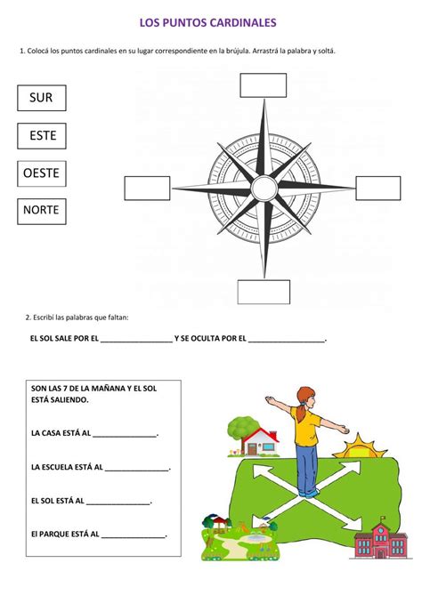 Ejercicio Interactivo De Dia Tarde Noche Puntos Cardinales Para