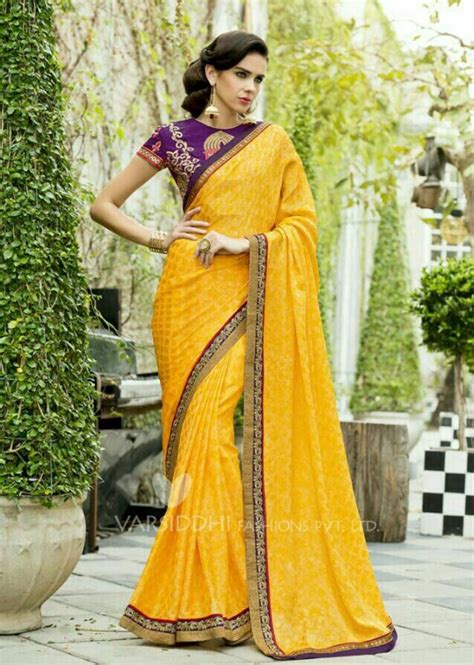 Yellow Embroidered Georgette Saree With Blouse Shilpa Creation 1301179