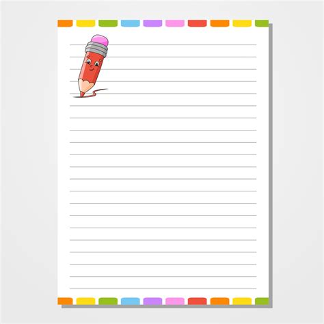 Sheet Template For Notebook Notepad Diary Lined Paper Cute