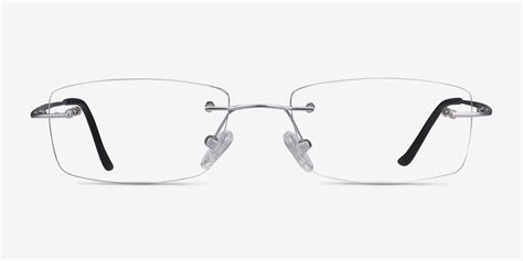 Ebb Rectangle Silver Rimless Eyeglasses Eyebuydirect