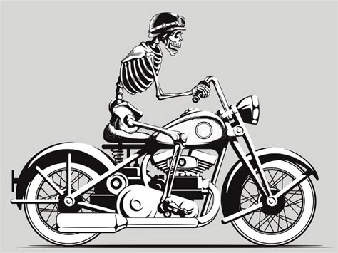 Vintage Skeleton Biker Vector Silhouette Stock Vector Image 58890106
