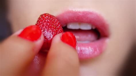 Sexy Woman Eating Strawberry Slowmotion Sensual Stock Footage Video 100 Royalty Free 13942598