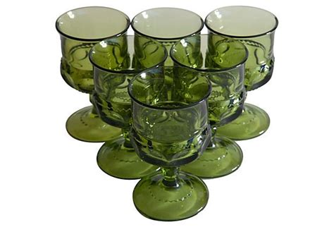 Olive Green Aperitifs S6 On Drinking Glasses Vintage Glasses