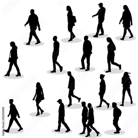 Isolated Silhouette Of Walking People Group Stock Vector Adobe Stock