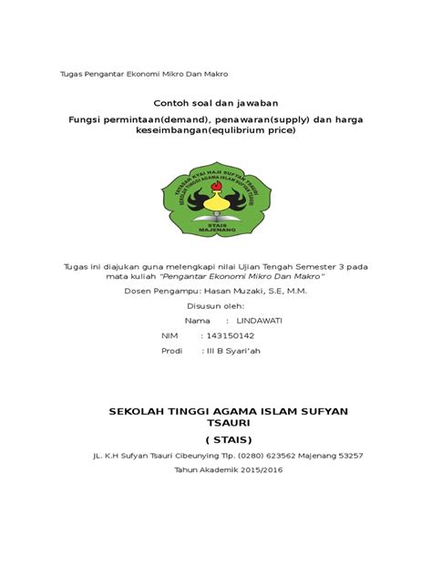 Jawaban d bertentangan dengan premis 2 dan 1. Contoh Soal Dan Jawaban Dari Fungsi Permintaan