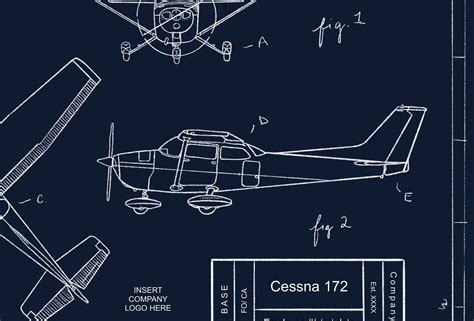 Customizable Cessna 172 Blueprint Illustration Etsy