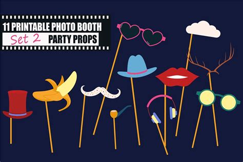 Photo Booth Props Icon Set Vector Pre Designed Photoshop Graphics