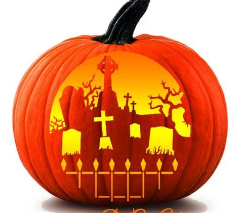 Graveyard Pumpkin Carving Pattern Free Halloween Stencils Dot Com Women