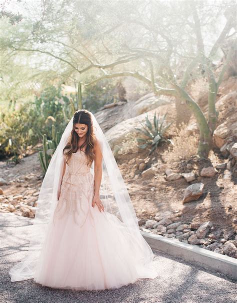 A Woman In A Wedding Dress And Veil Standing On The Side Of A Dirt Road