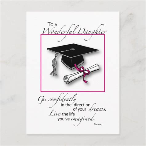 Daughter Graduation Pink Black Postcard