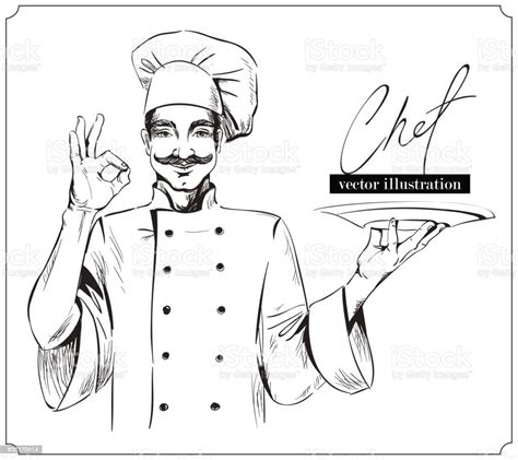 Smiling And Happy Chef With Plate Stock Illustration Download Image