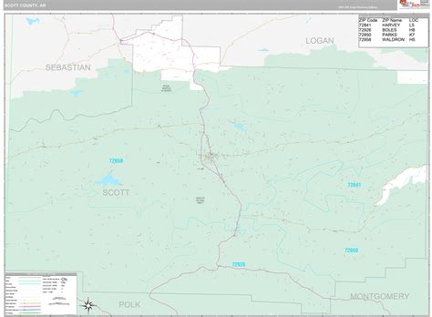 Scott County Ar Wall Map Premium Style By Marketmaps